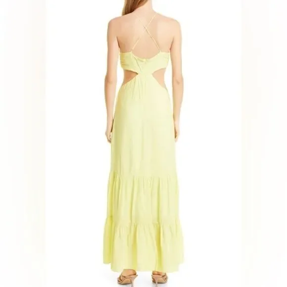 Nicole Miller Asymmetric Neck Silk Blend Slip Dress in Lemon - Size XL NWOT - Picture 2 of 11